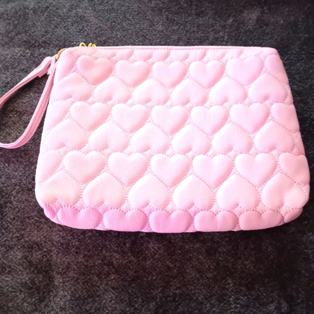 Betsey Johnson Pink Heart Quilted Wristlet